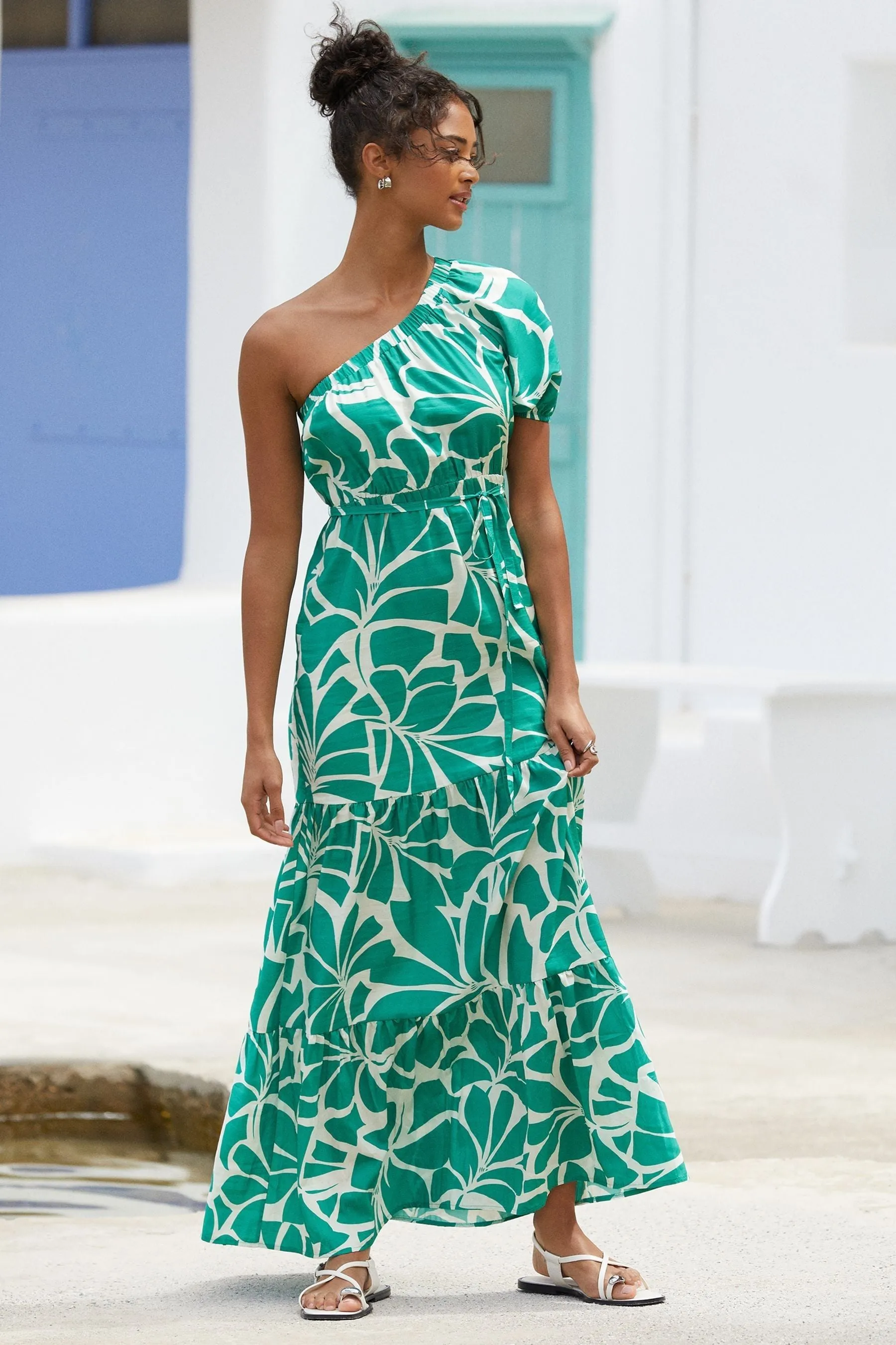 Friends Like These - Summer - Abito maxi monospalla in chiffon stampato