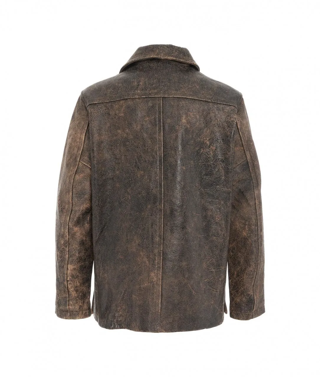 Giacca in pelle dal look vintage marrone marrone