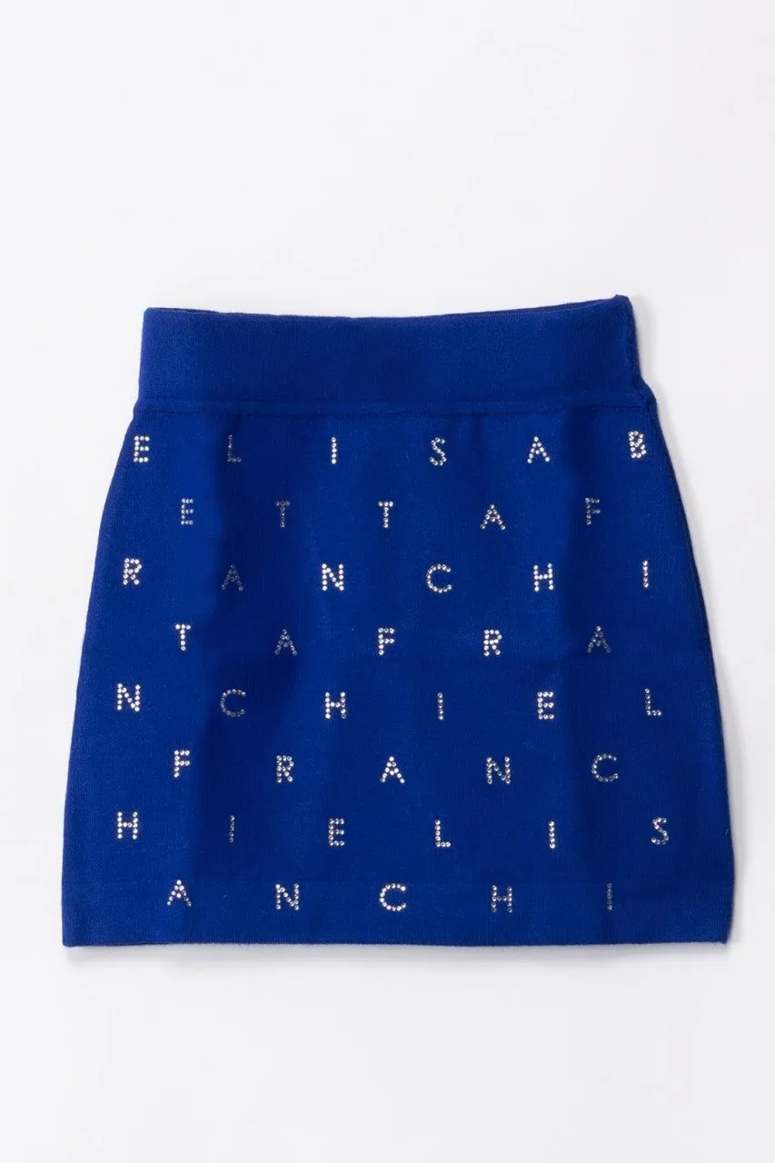 Gonna con loghi in strass INDIGO BLUE/CRYSTAL