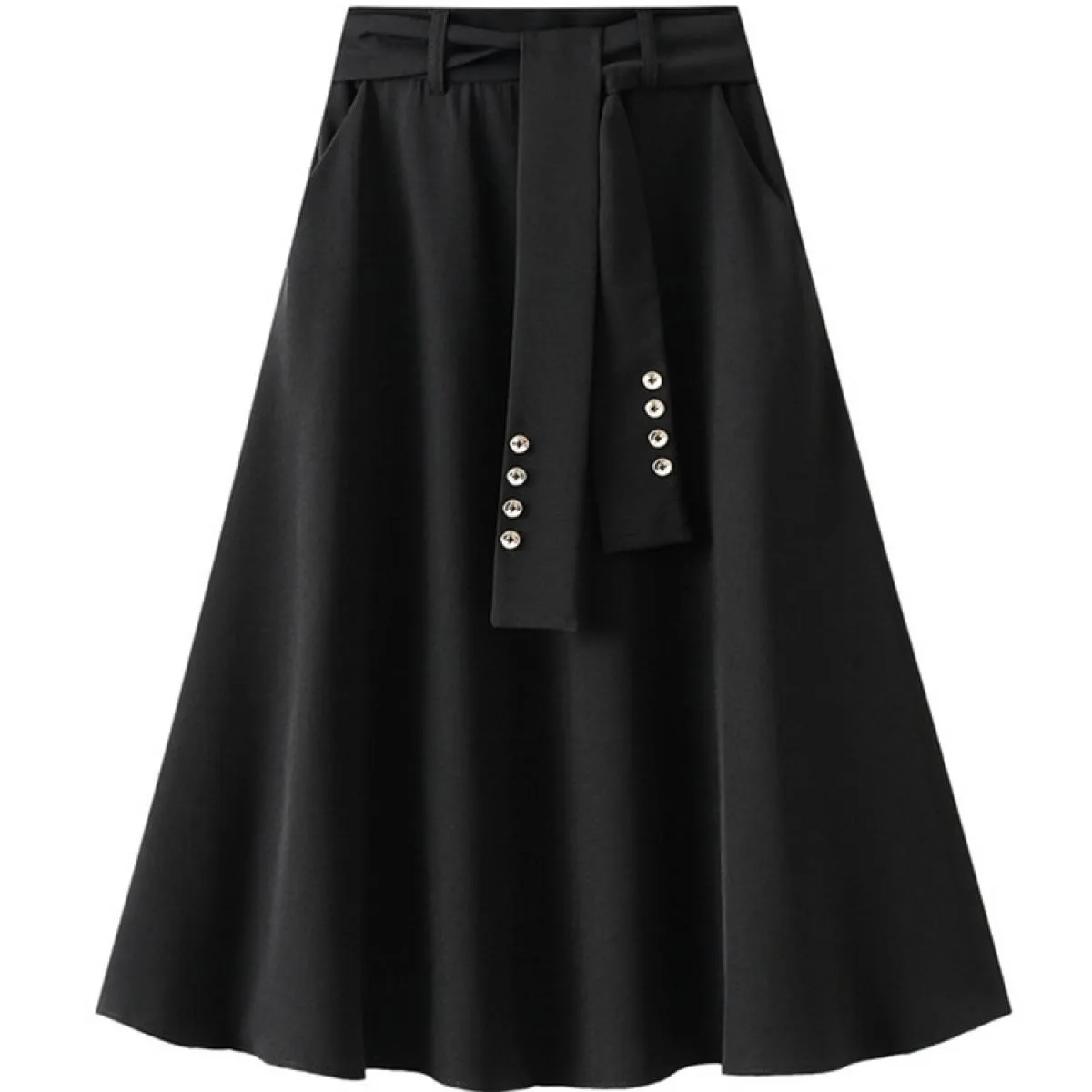 Gonna longuette elegante tinta unita da donna con cintura Tasche laterali a vita alta moda Slim Gonne midi 2023 Primavera K249