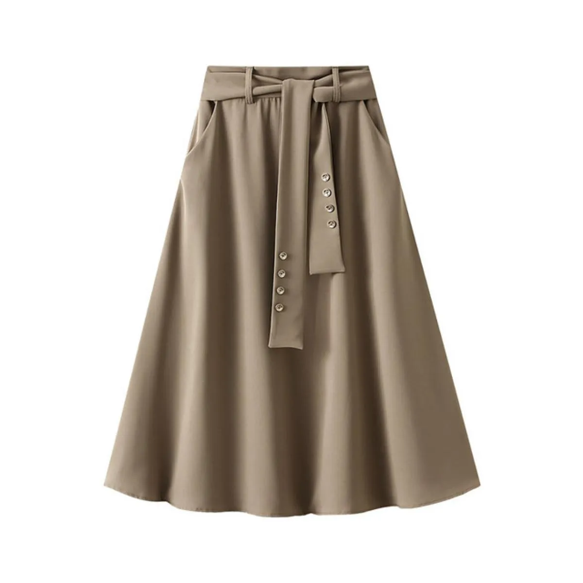 Gonna longuette elegante tinta unita da donna con cintura Tasche laterali a vita alta moda Slim Gonne midi 2023 Primavera K249