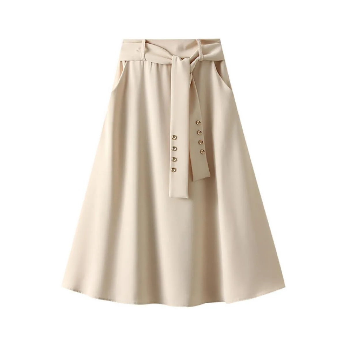 Gonna longuette elegante tinta unita da donna con cintura Tasche laterali a vita alta moda Slim Gonne midi 2023 Primavera K249