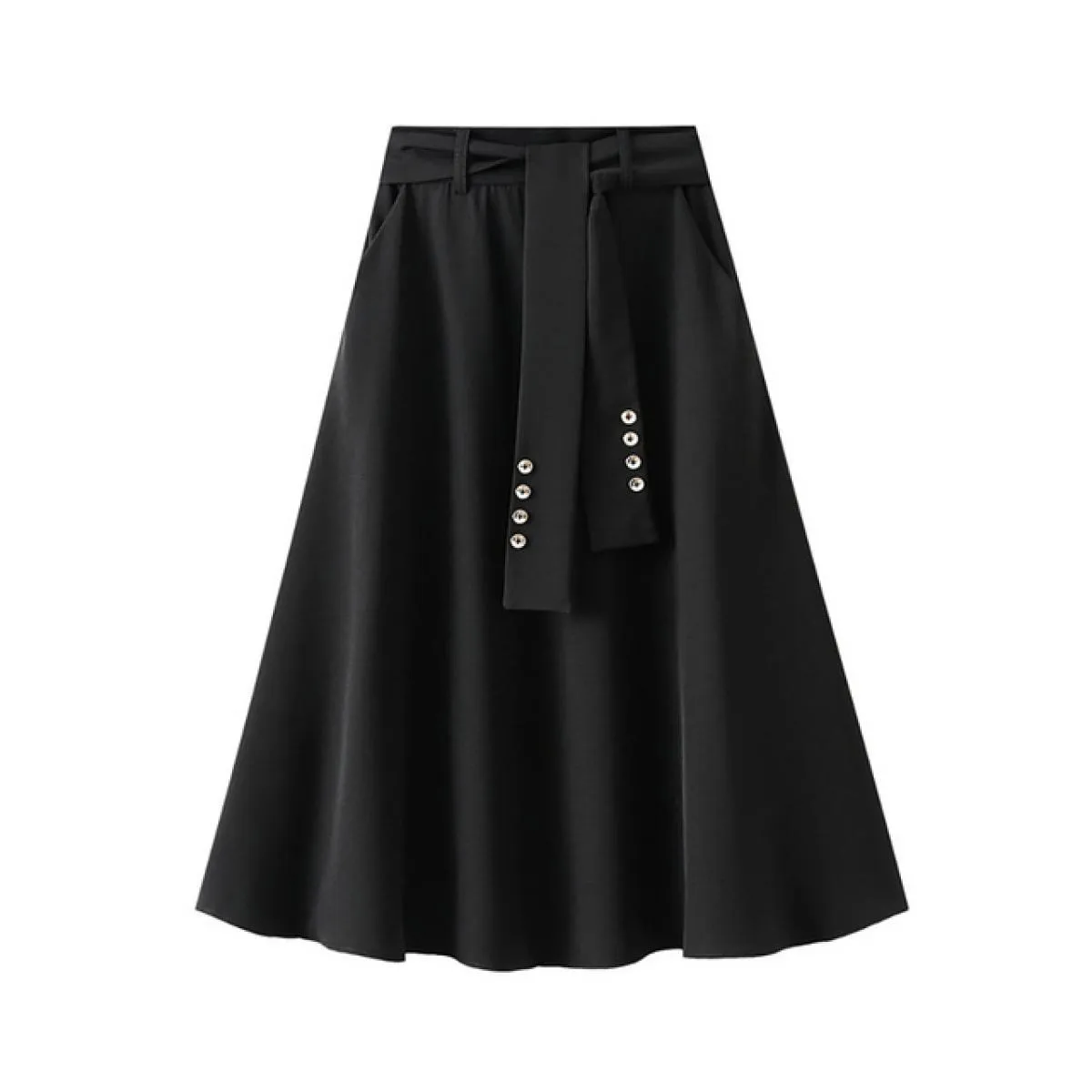 Gonna longuette elegante tinta unita da donna con cintura Tasche laterali a vita alta moda Slim Gonne midi 2023 Primavera K249