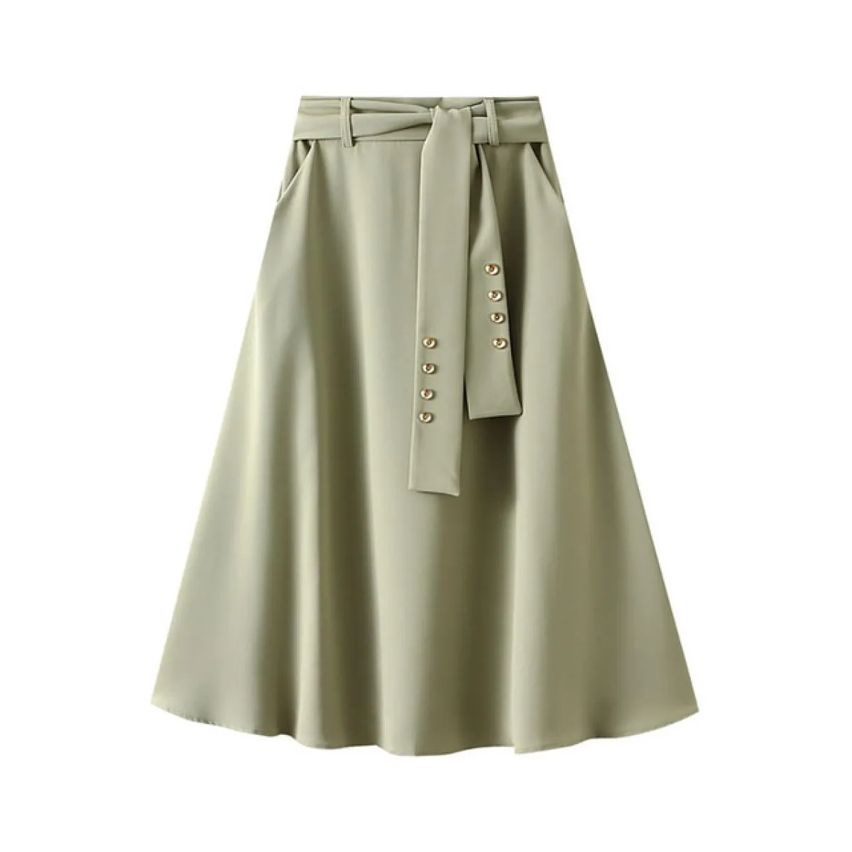 Gonna longuette elegante tinta unita da donna con cintura Tasche laterali a vita alta moda Slim Gonne midi 2023 Primavera K249