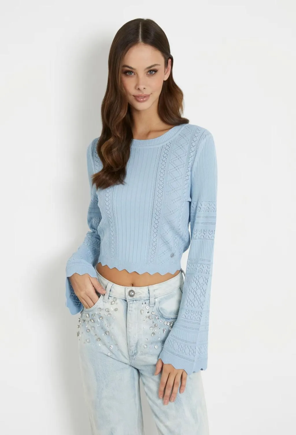 GUESS  maglia in filo celeste