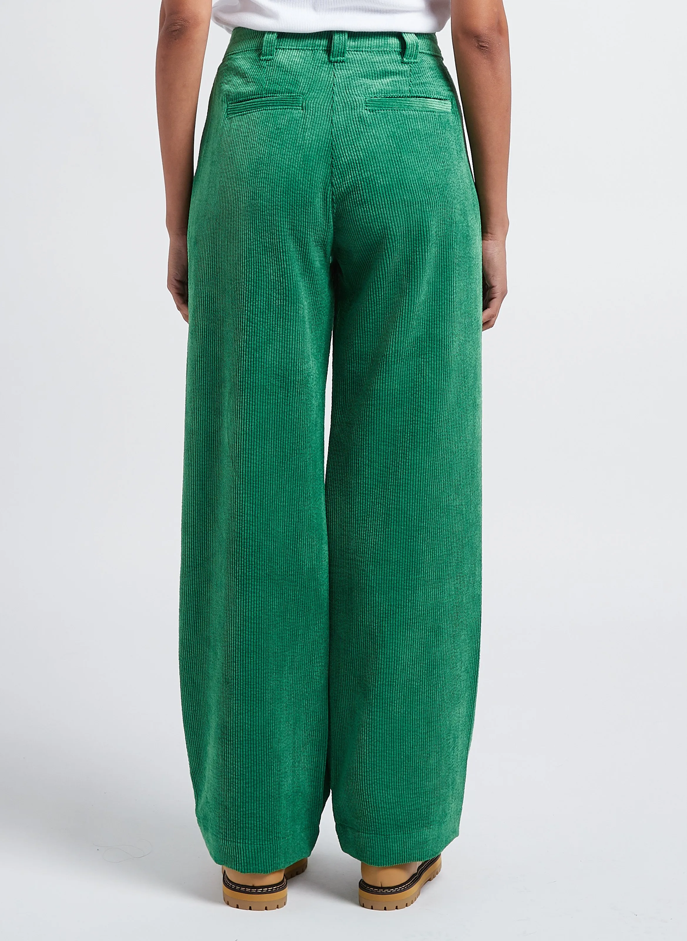  INDEE   ONLY - Pantaloni larghi a vita alta a coste | Verde