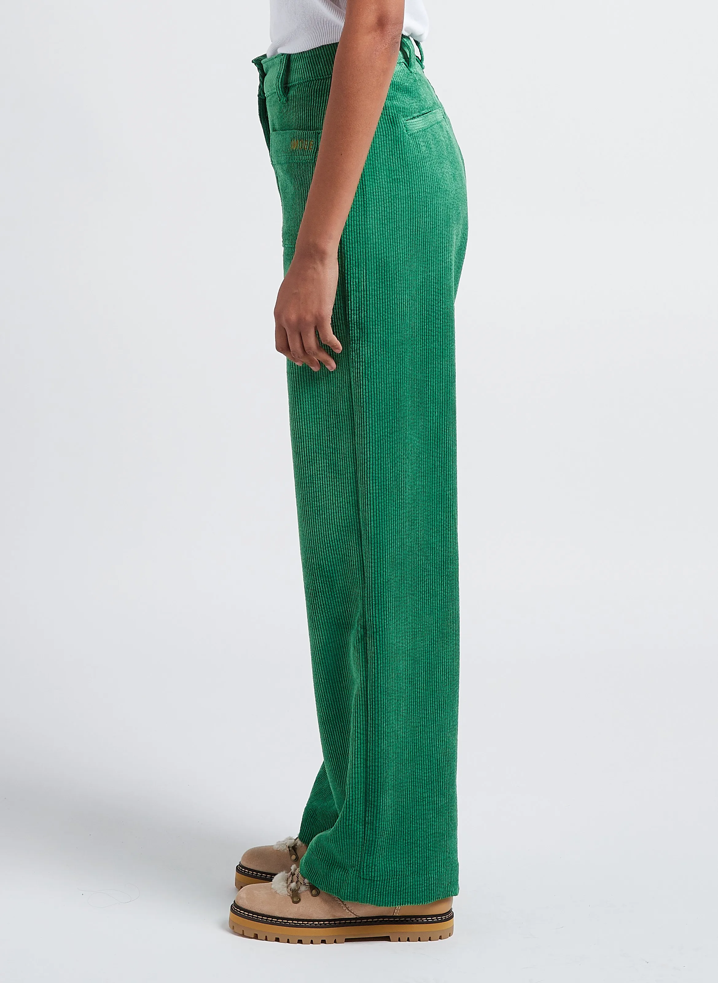  INDEE   ONLY - Pantaloni larghi a vita alta a coste | Verde