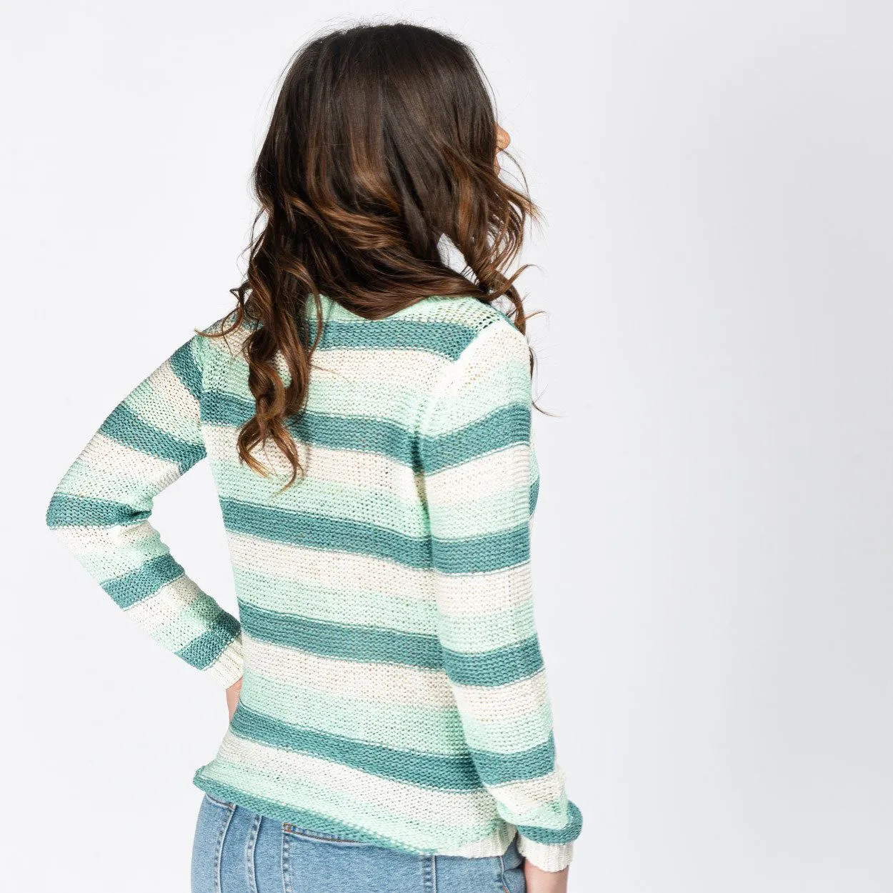 JACQUELINE de YONG - MAGLIA PULLOVER DI FILO A RIGHE MENTA                                            Previous productJACQUELINE