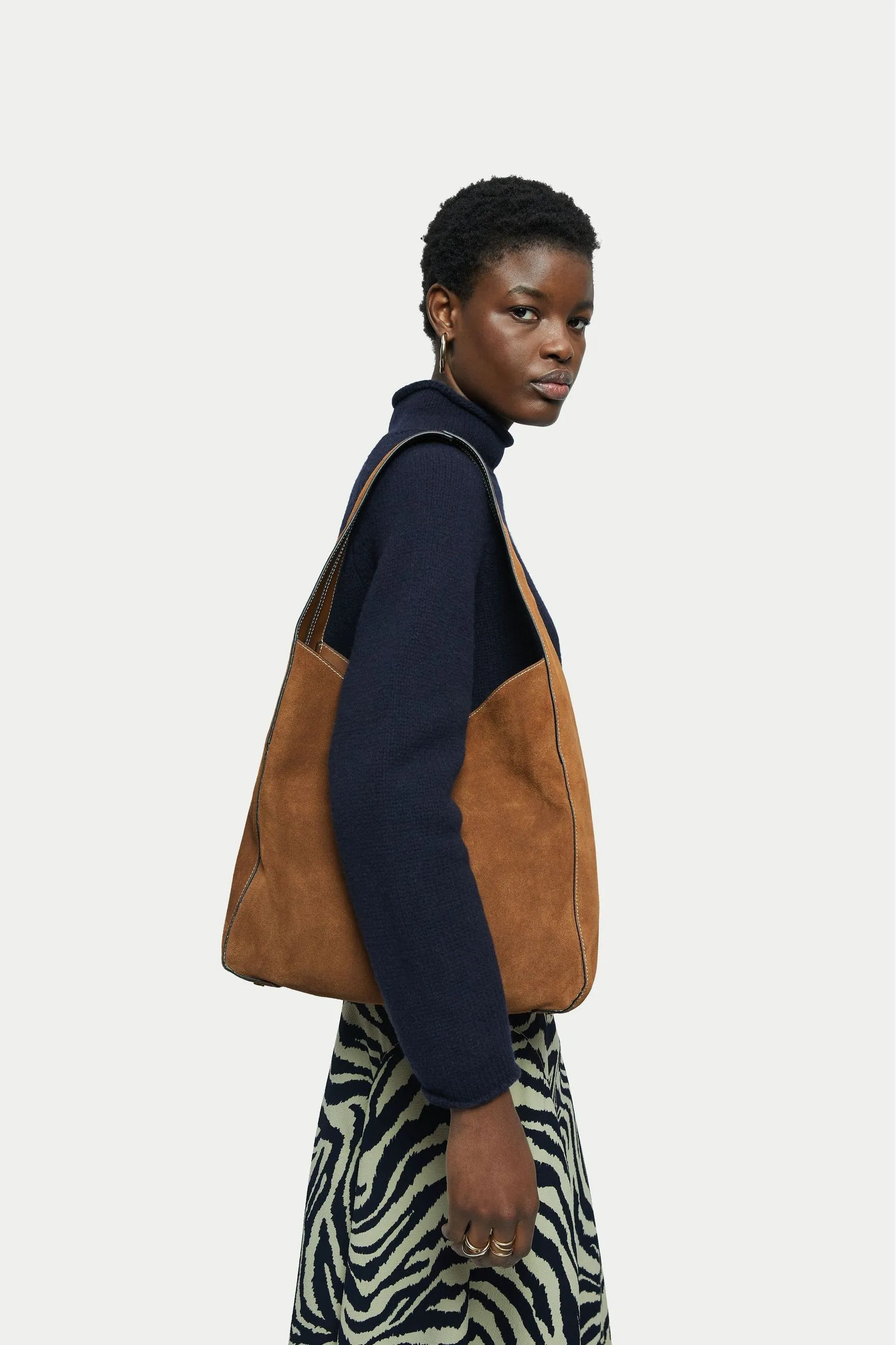 Jigsaw - Borsa morbida in pelle scamosciata da donna