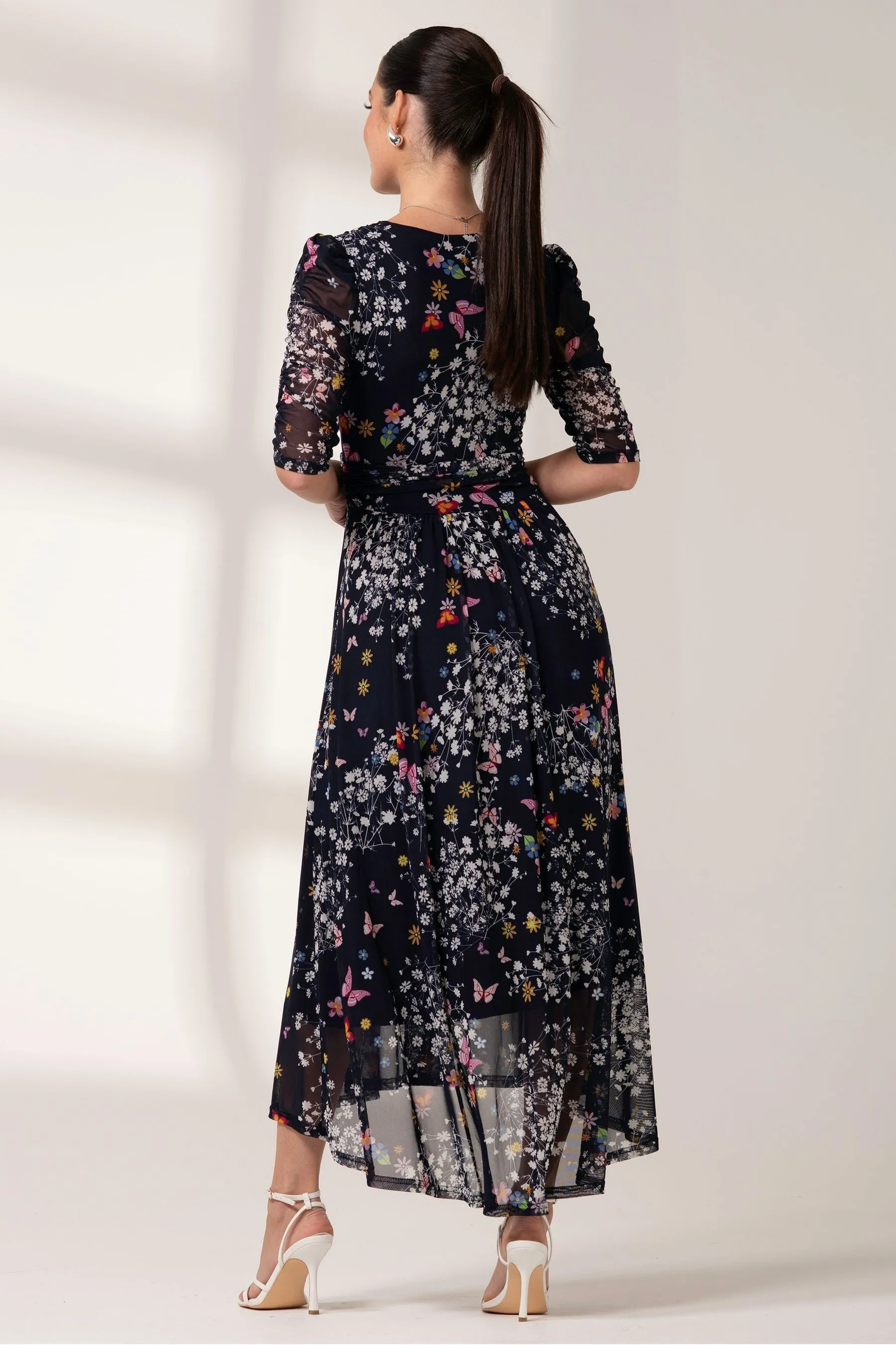 Jolie Moi - Dasha - Abito maxi in rete con maniche arricciate