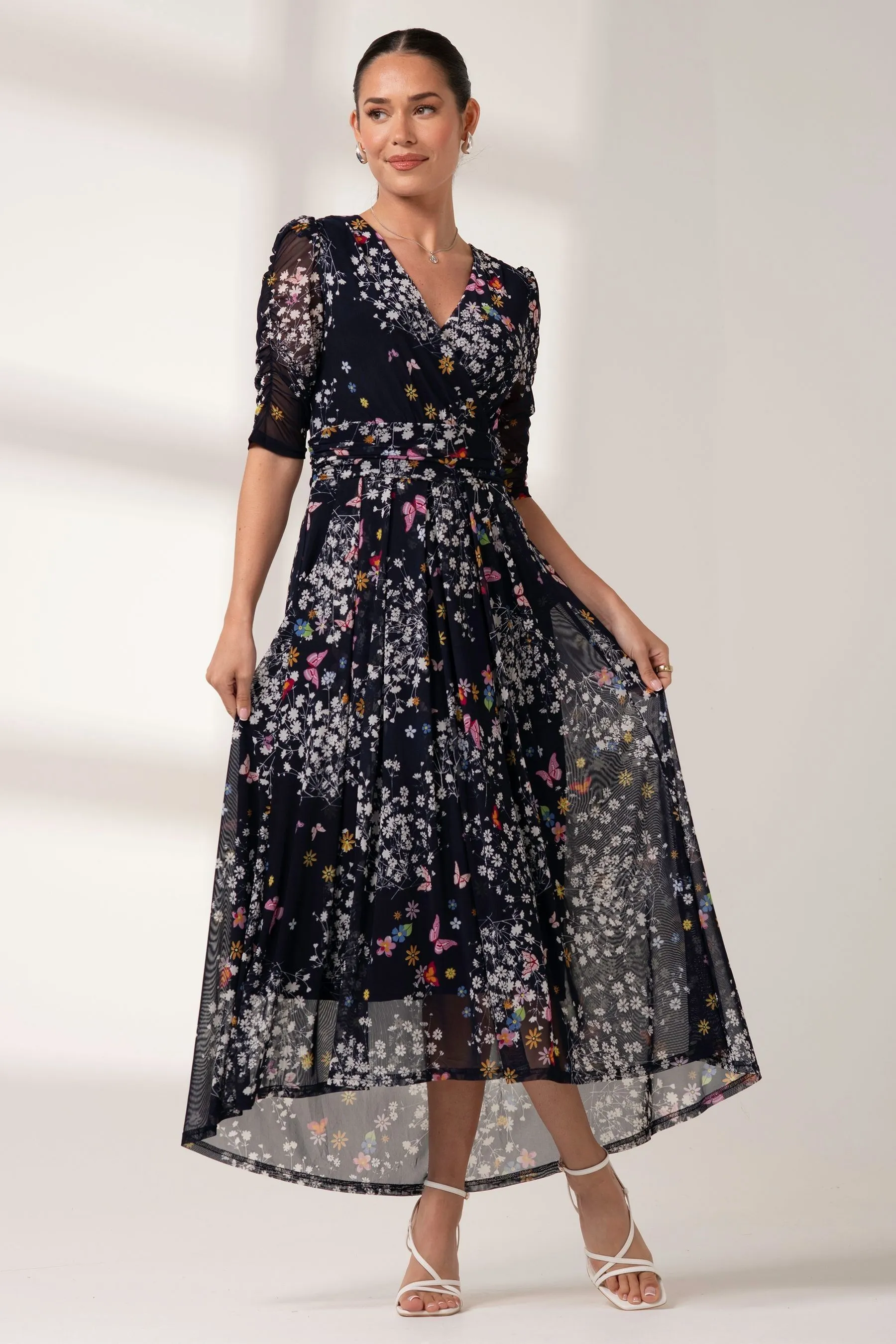 Jolie Moi - Dasha - Abito maxi in rete con maniche arricciate