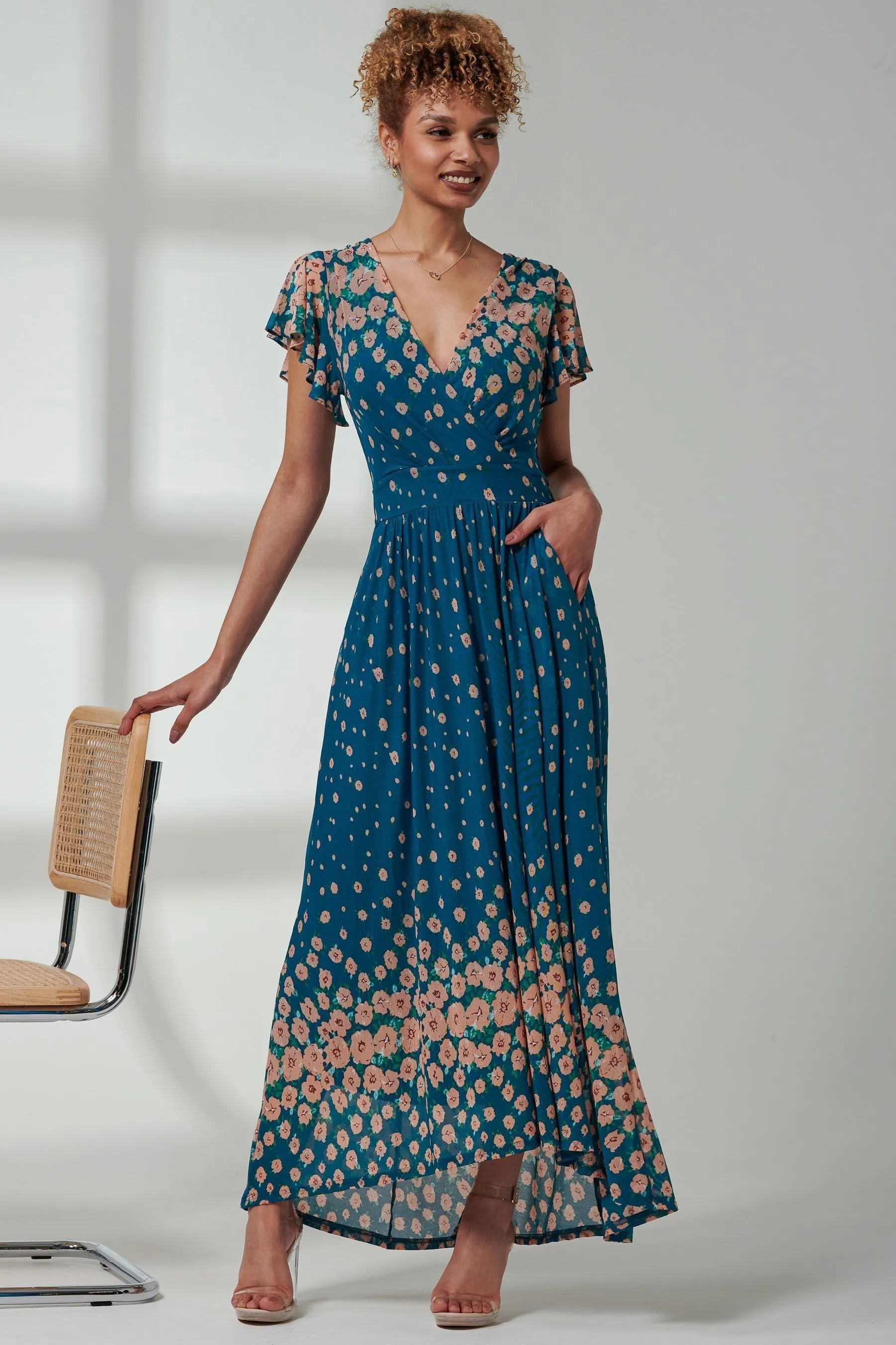 Jolie Moi - Kora - Abito maxi in rete con maniche ad arricciature