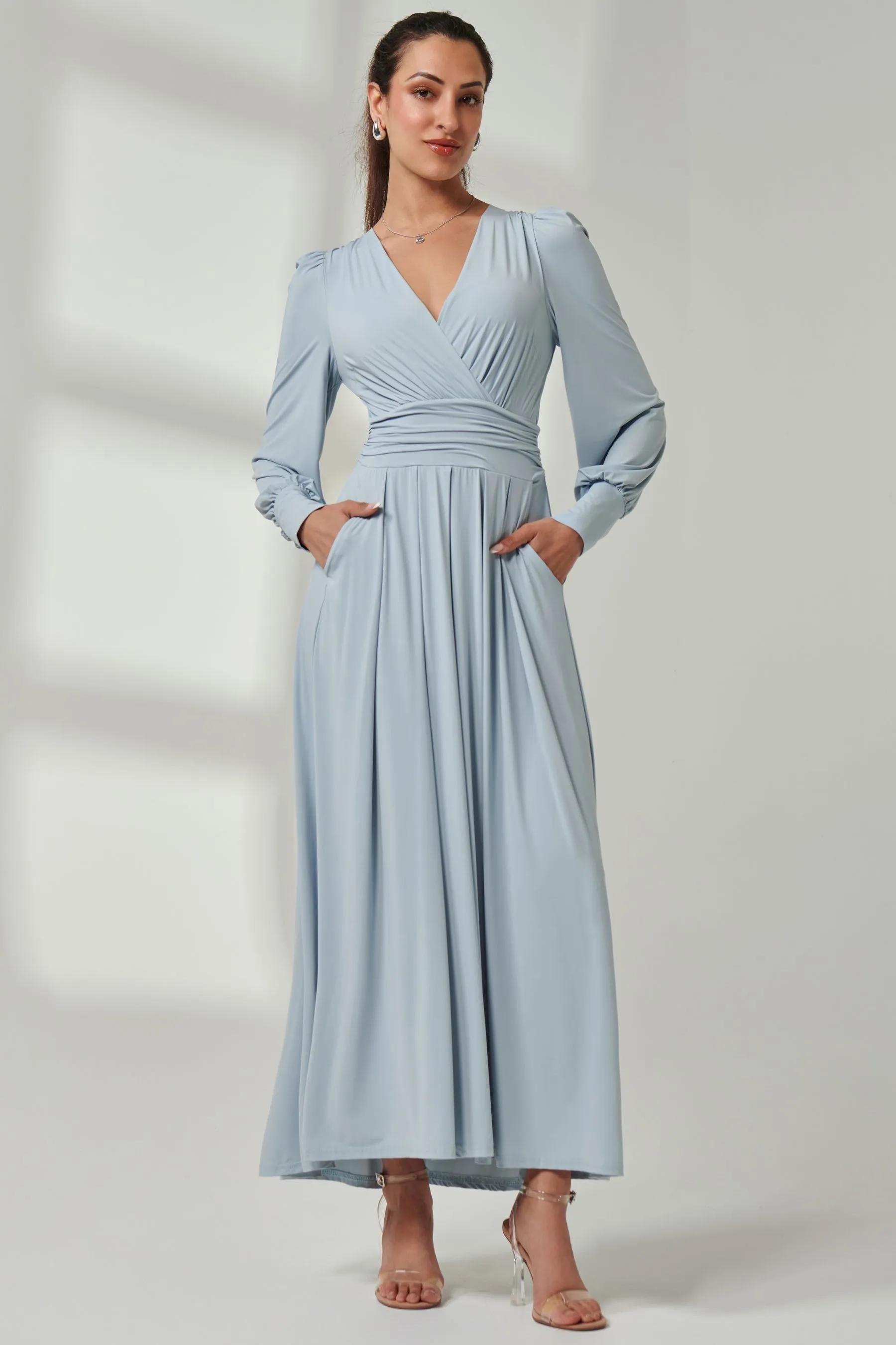 Jolie Moi Manica lunga - Abito maxi in morbido jersey seta