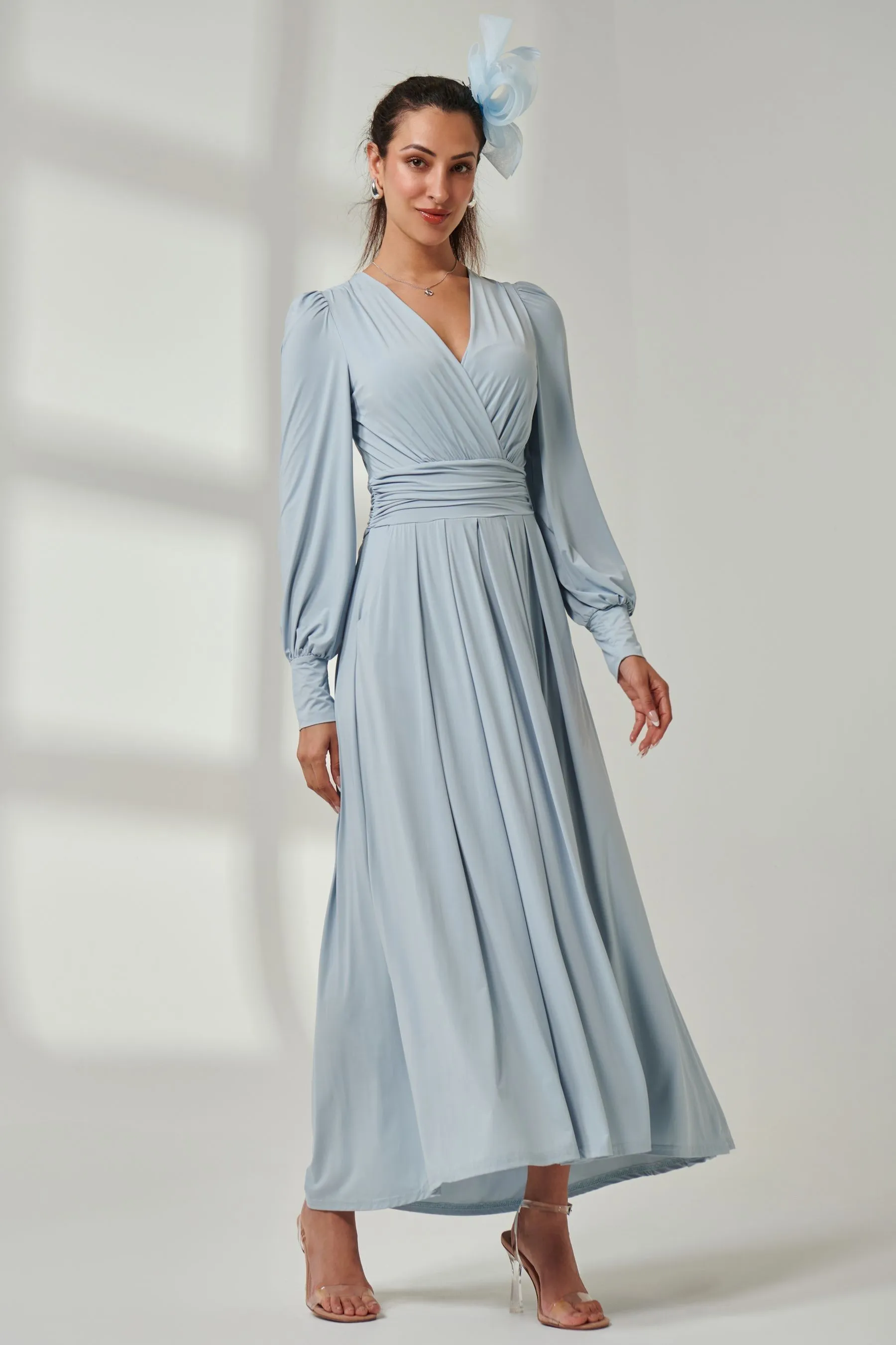 Jolie Moi Manica lunga - Abito maxi in morbido jersey seta