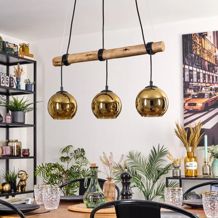 Koyoto Lampadario a sospensione, Lampada a sfera, Lampada a sospensione Écru, Nero, 3-Luci