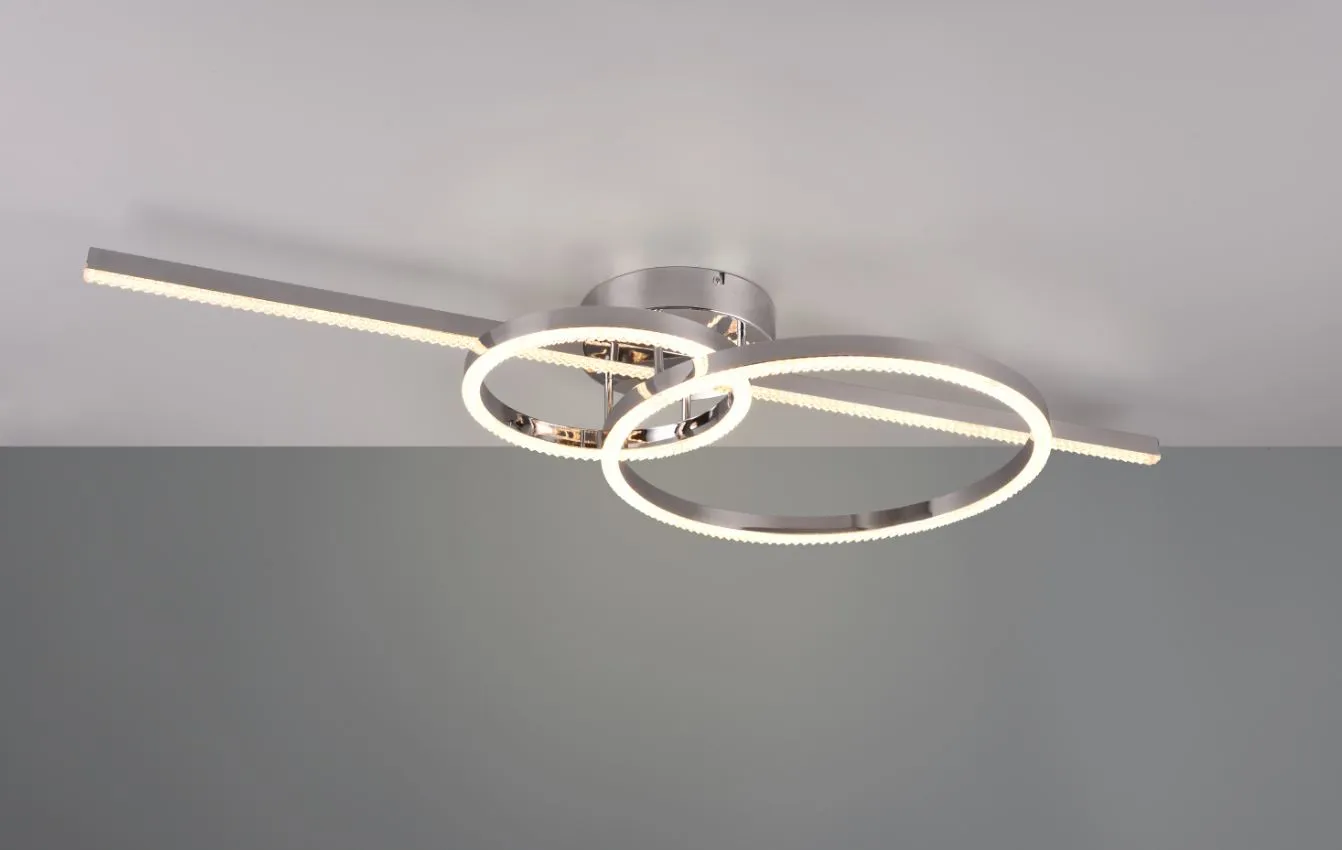 Lampada Moderna Bacchetta con Doppio Anello Led 2700/6000k Montilla Cromo Trio Lighting