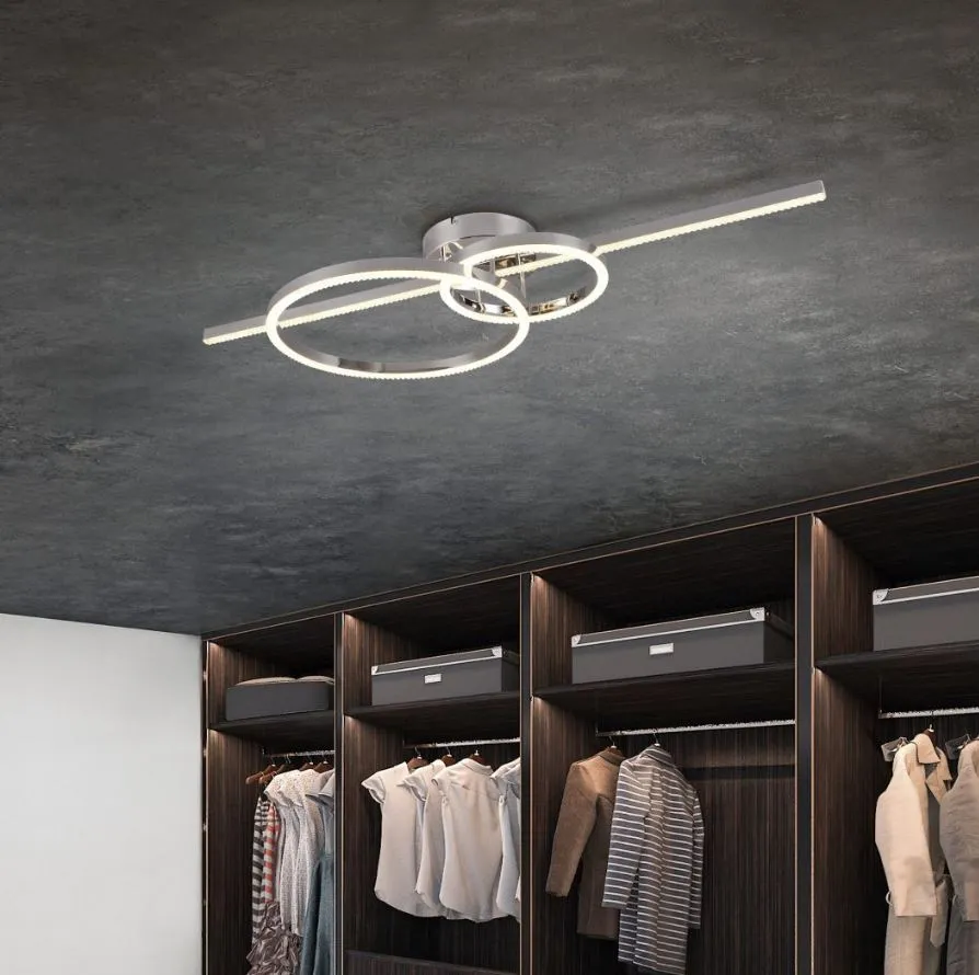 Lampada Moderna Bacchetta con Doppio Anello Led 2700/6000k Montilla Cromo Trio Lighting