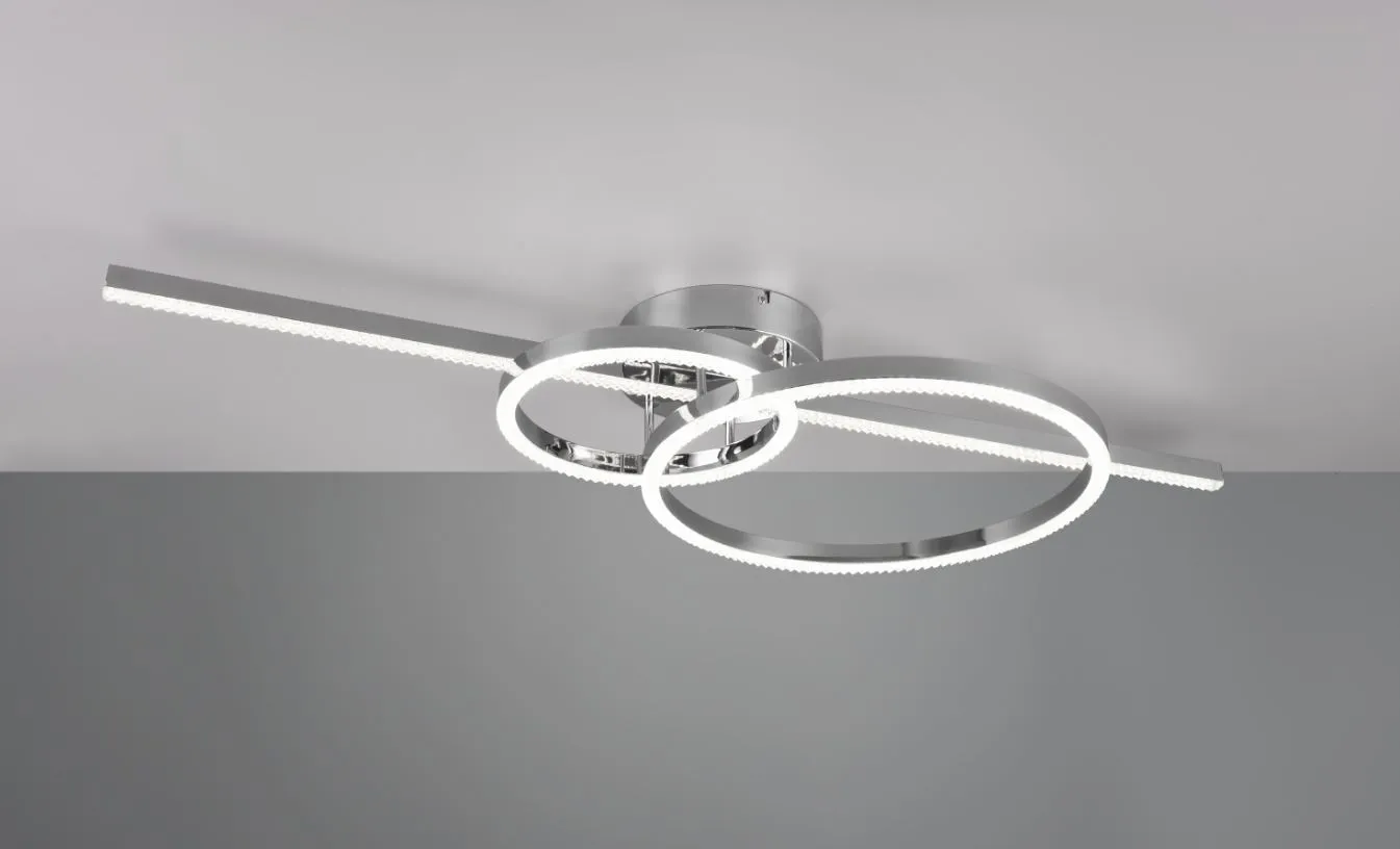 Lampada Moderna Bacchetta con Doppio Anello Led 2700/6000k Montilla Cromo Trio Lighting