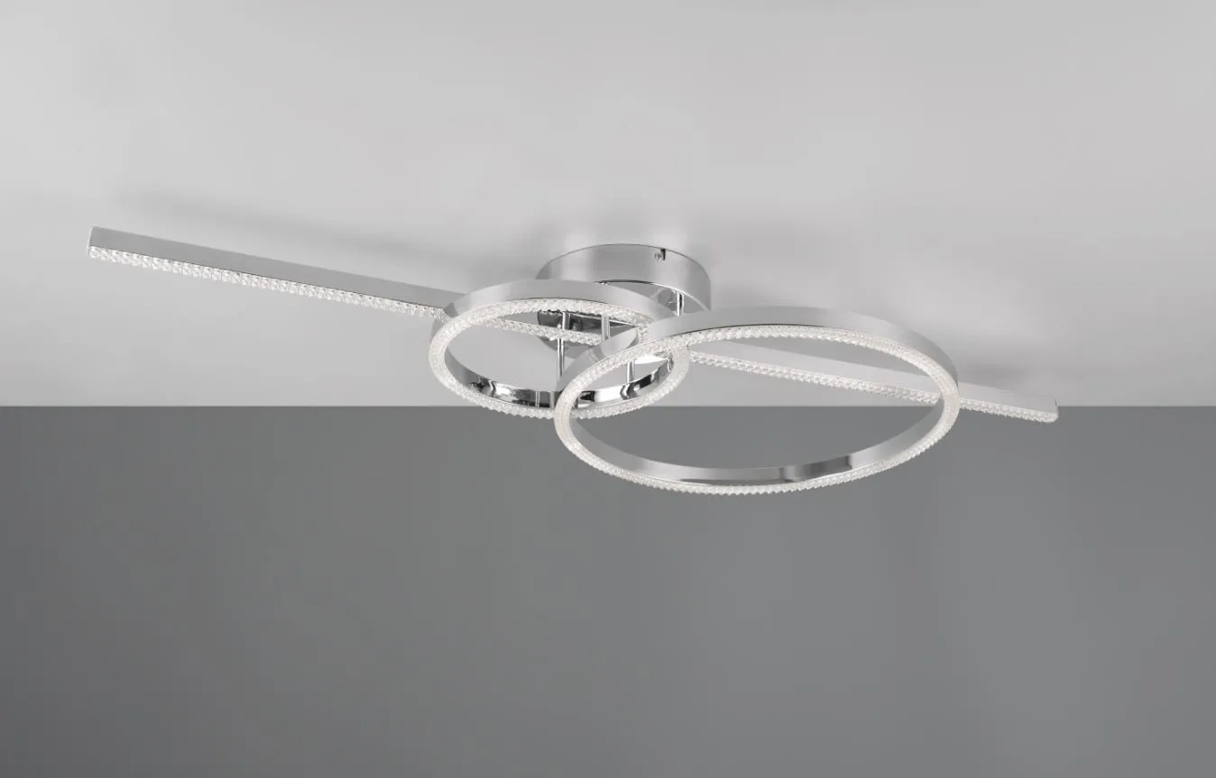 Lampada Moderna Bacchetta con Doppio Anello Led 2700/6000k Montilla Cromo Trio Lighting
