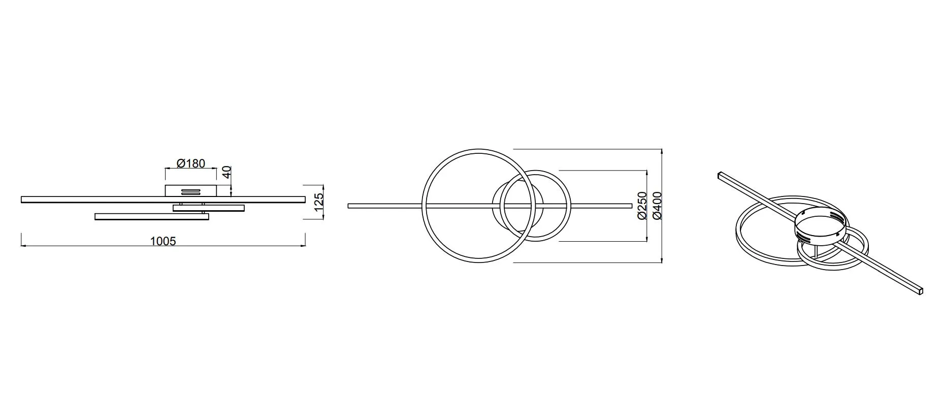 Lampada Moderna Bacchetta con Doppio Anello Led 2700/6000k Montilla Cromo Trio Lighting