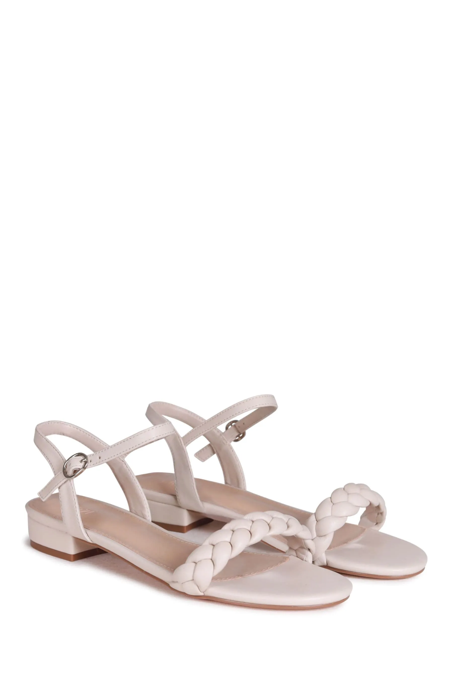 Linzi - Bock - Sandali bassi in pelle sintetica intrecciata con tacco