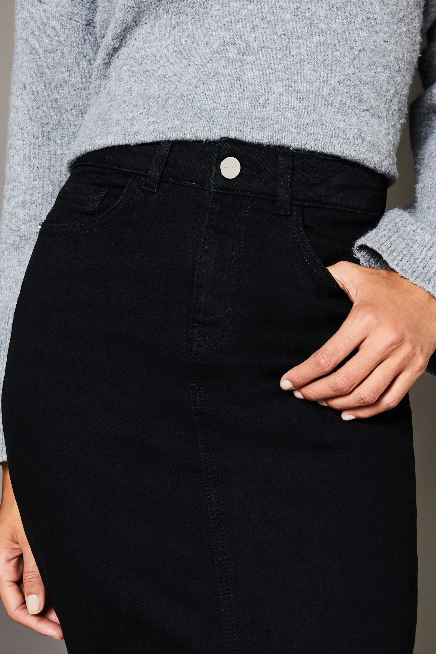 Lipsy Denim - Gonna midi a vita alta con spacco frontale