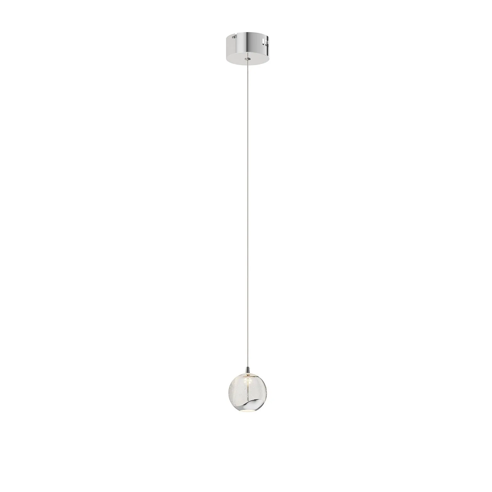Lucande Lampada LED a sospensione Hayley, Ø 9 cm, colore cromo, vetro