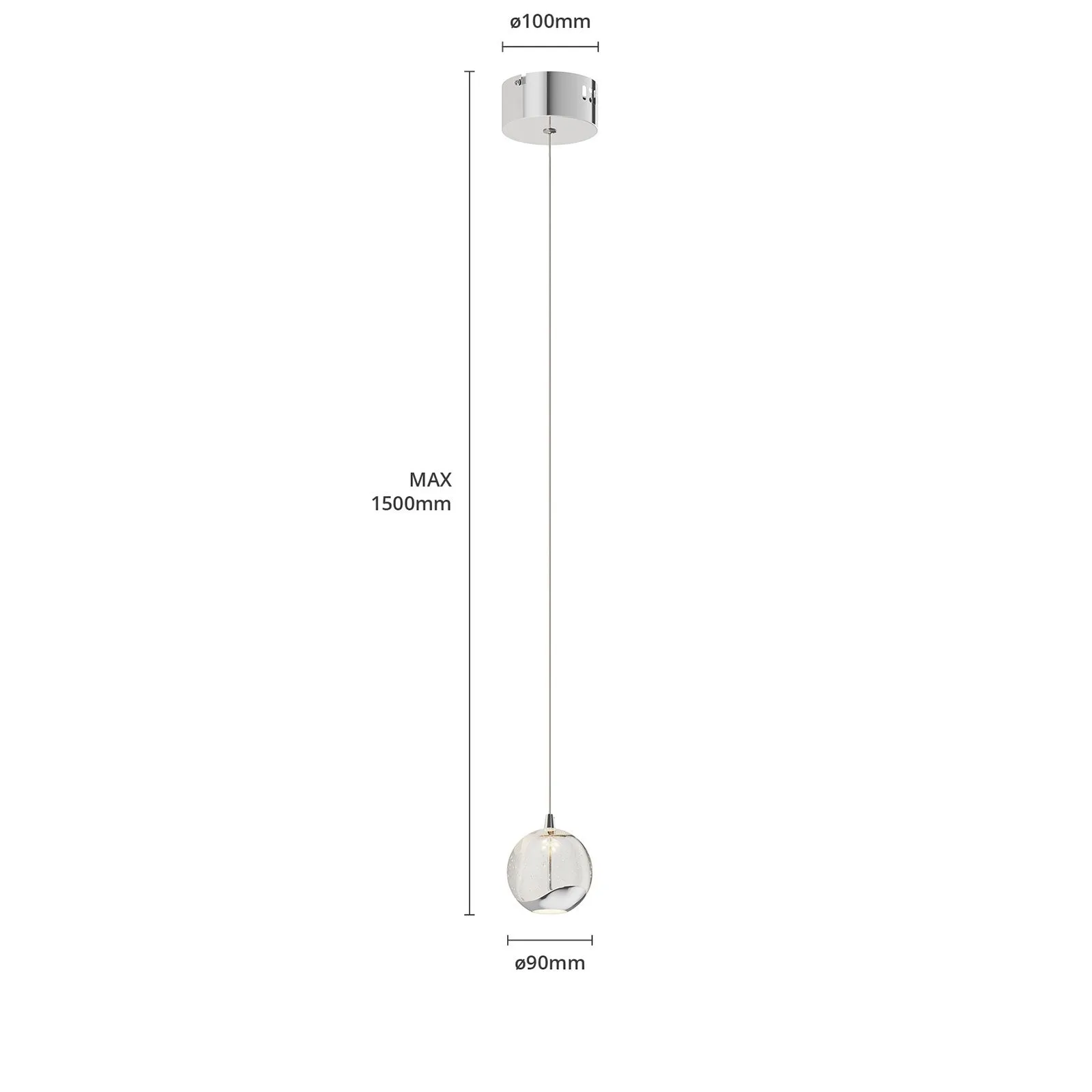 Lucande Lampada LED a sospensione Hayley, Ø 9 cm, colore cromo, vetro