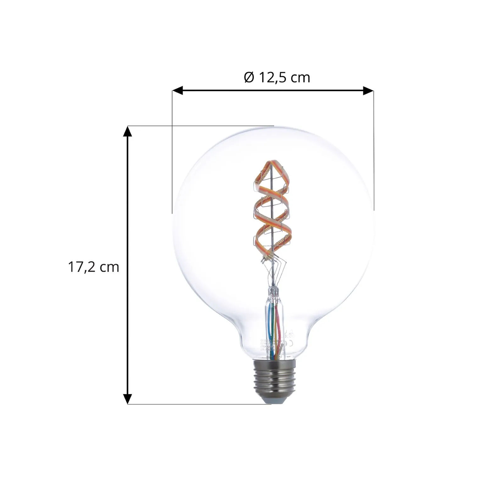 LUUMR Smart LED, E27, G125, 4W, RGB, Tuya, WLAN, trasparente, CCT
