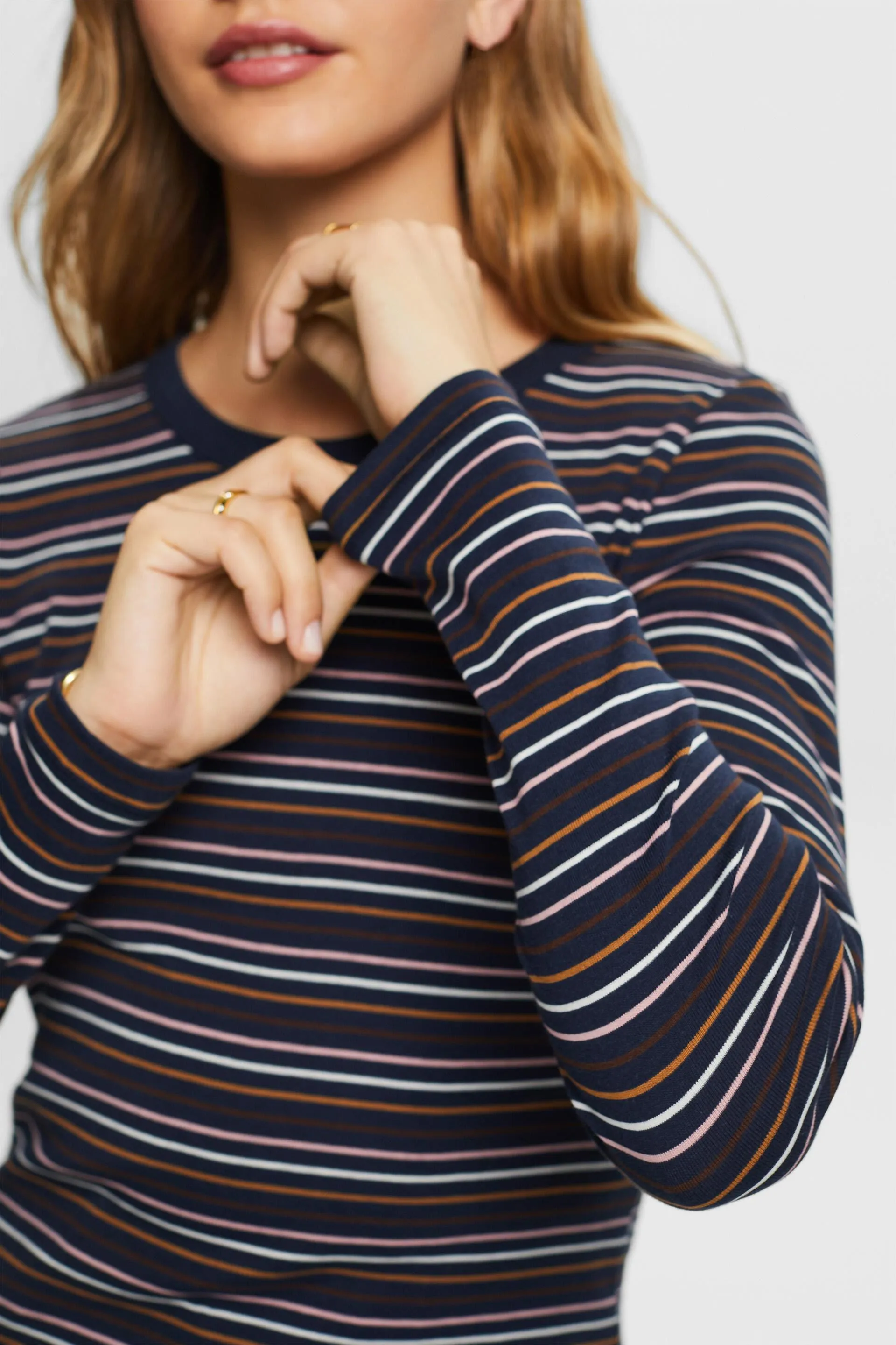 Maglia a manica lunga a righe, cotone biologico