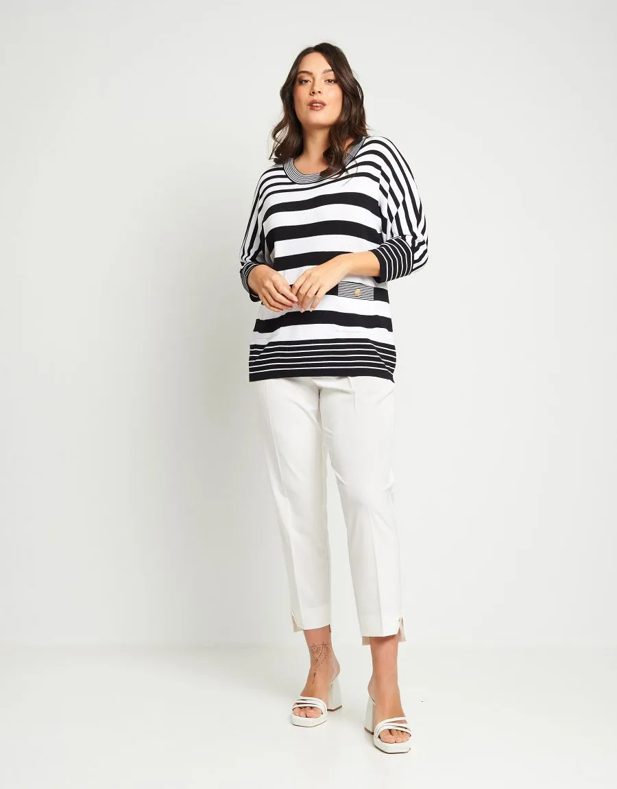 Maglia a righe con bottoni e tasche