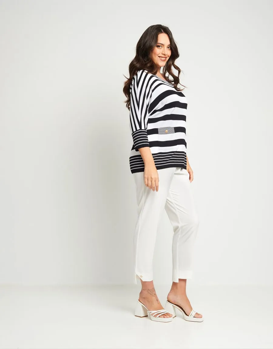 Maglia a righe con bottoni e tasche