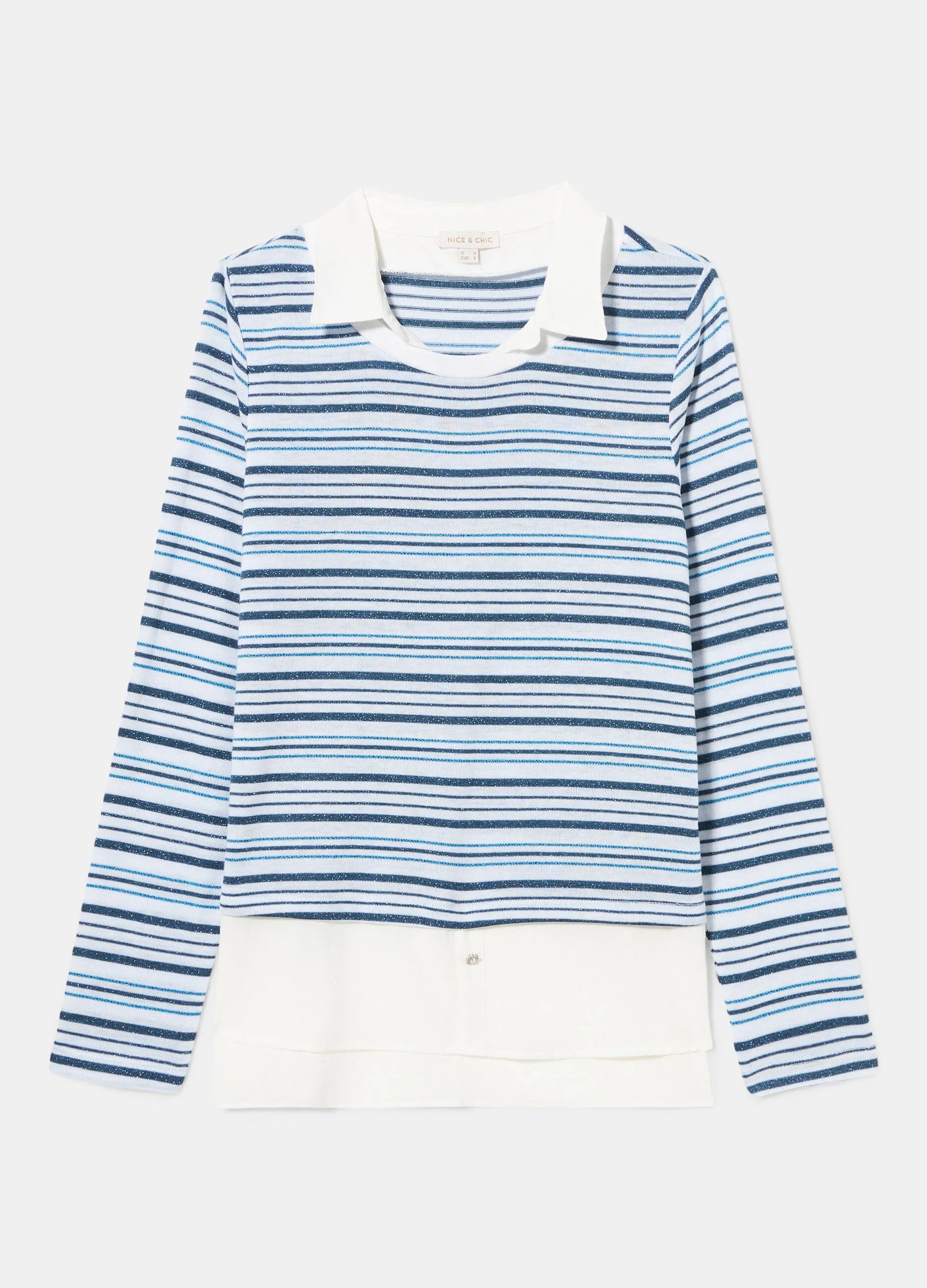 Maglia a righe con camicia donna