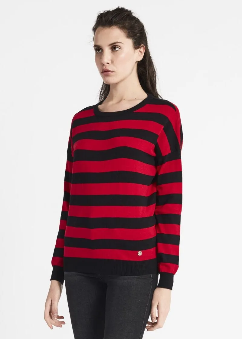 Maglia con righe jacquard