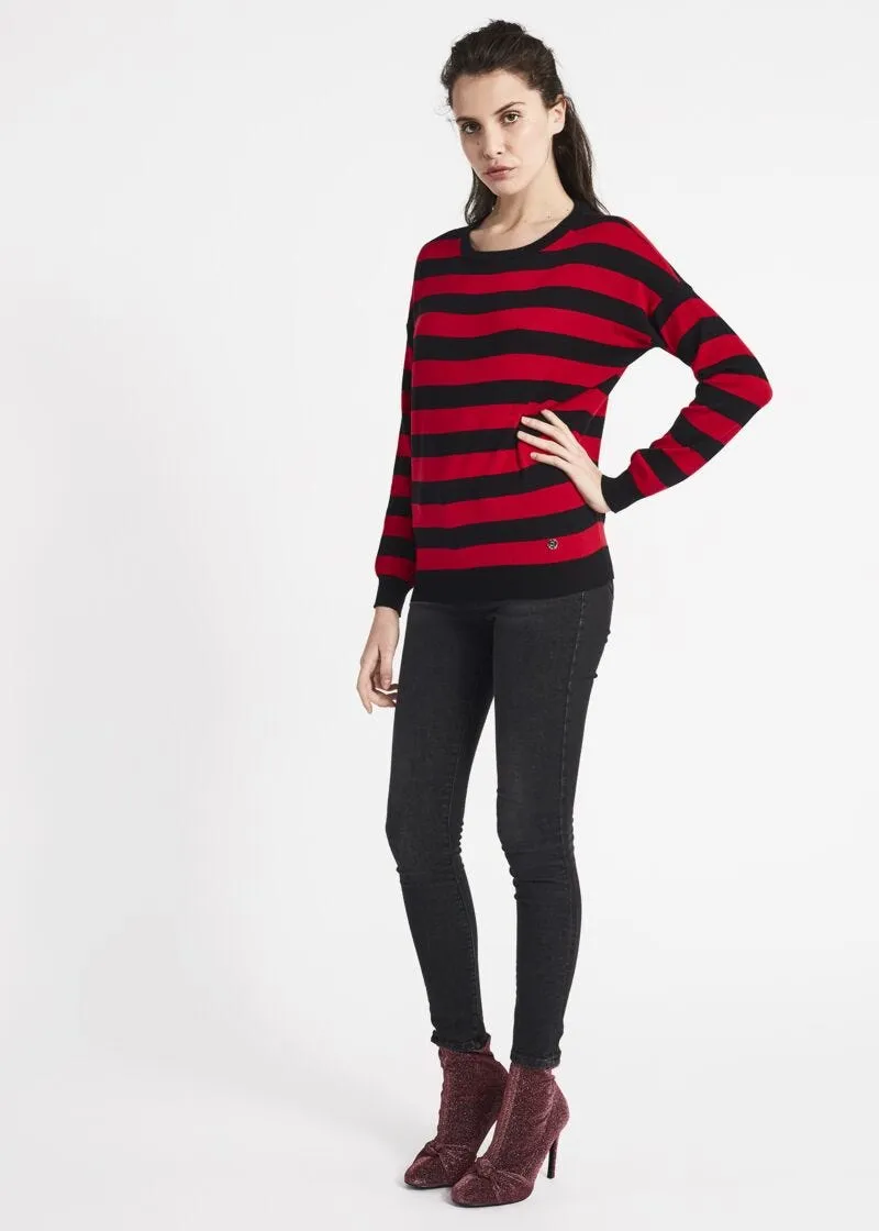 Maglia con righe jacquard