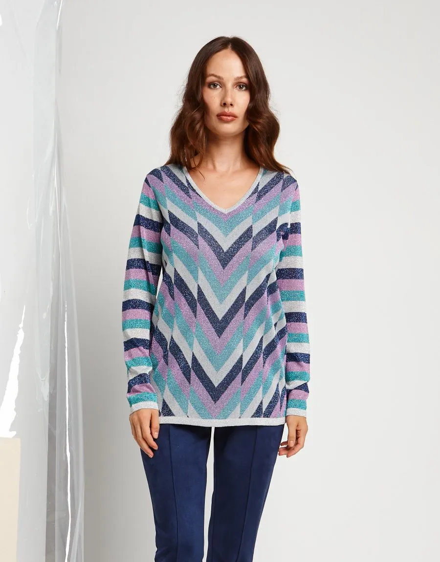 Maglia jacquard in lurex