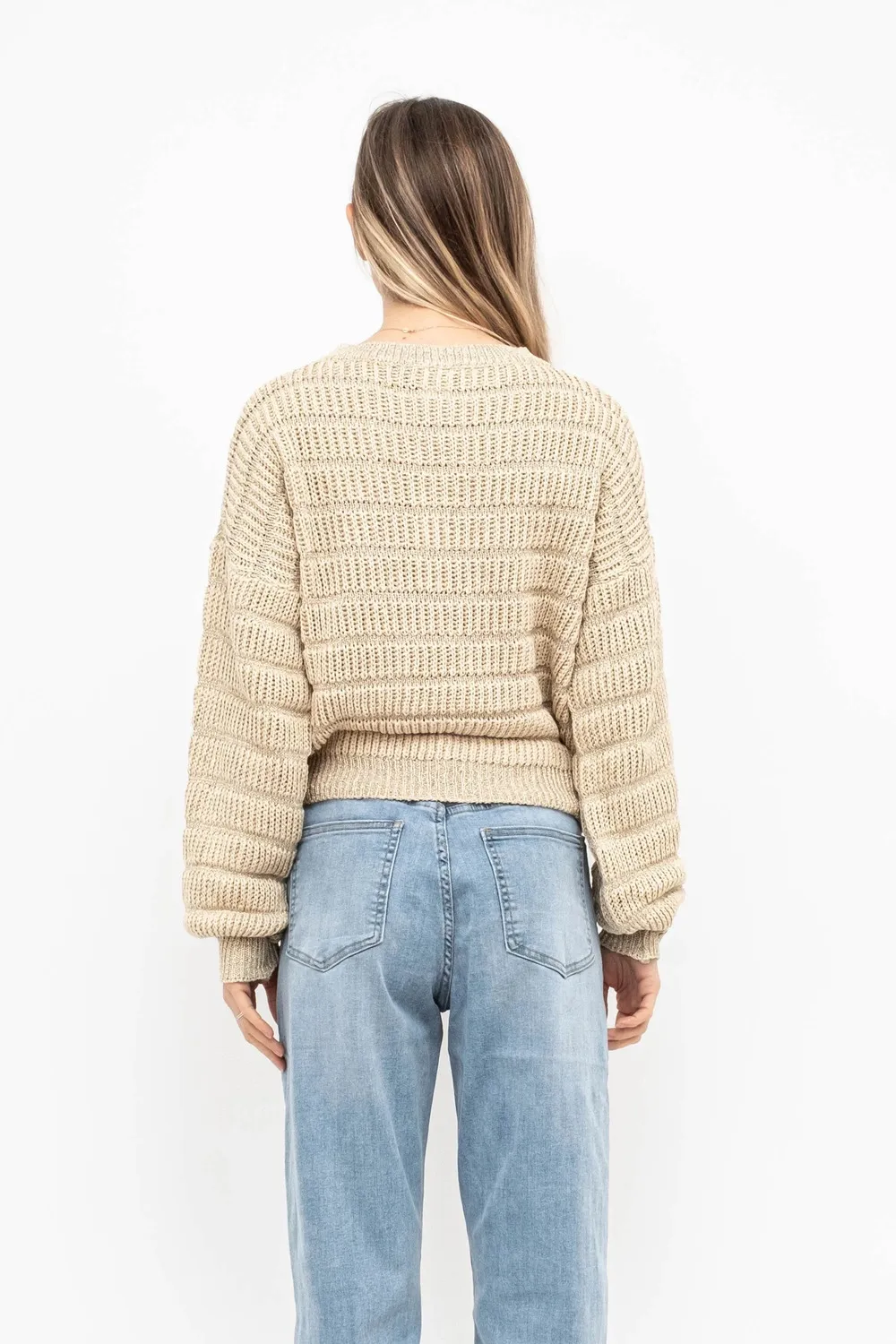 MAGLIA TRAMA RIGHE LUREX GIROCOLLO