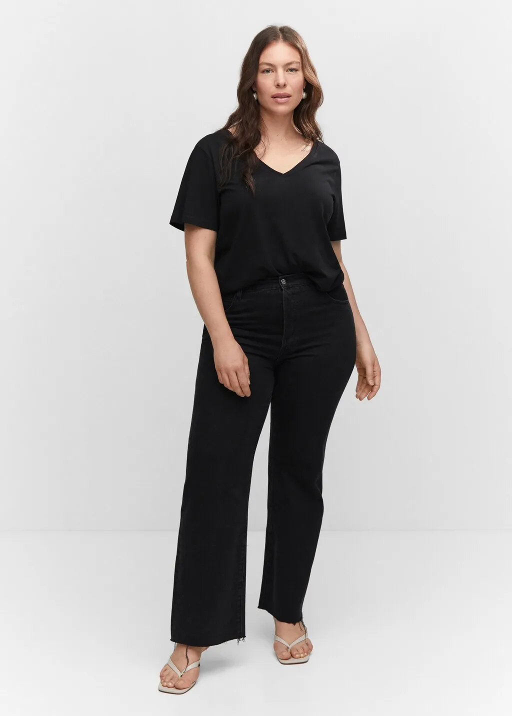 Maglietta cotone collo a V