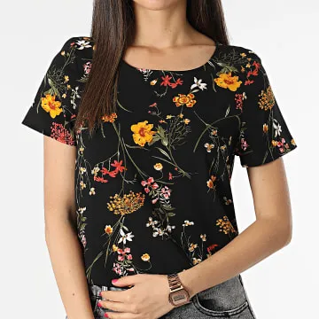 Maglietta da donna Easy Joy Nero Floreale