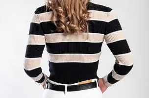 Maglietta lavorata a maglia con motivo a righe, nero