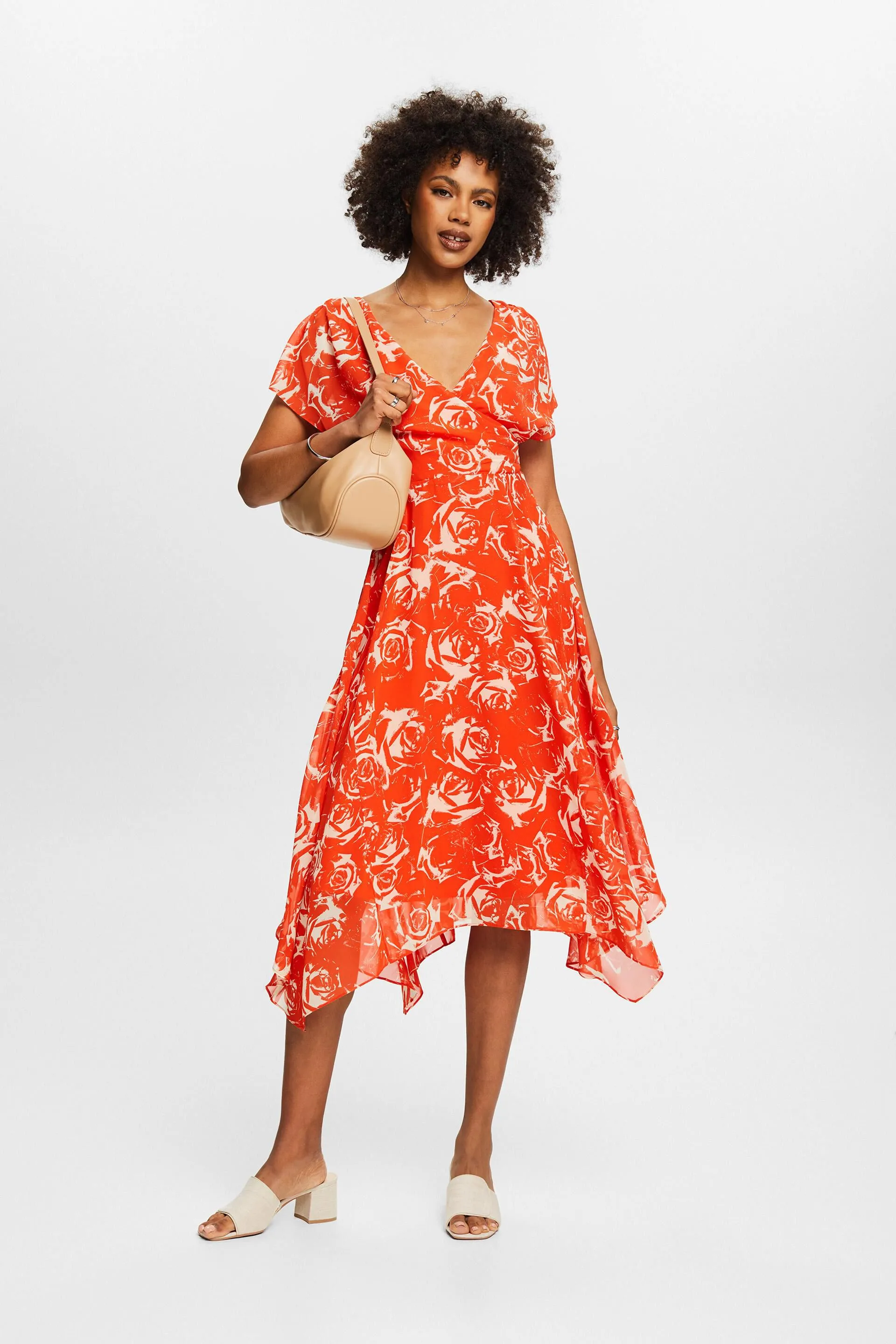 Maxi abito in chiffon con scollo a V stampato