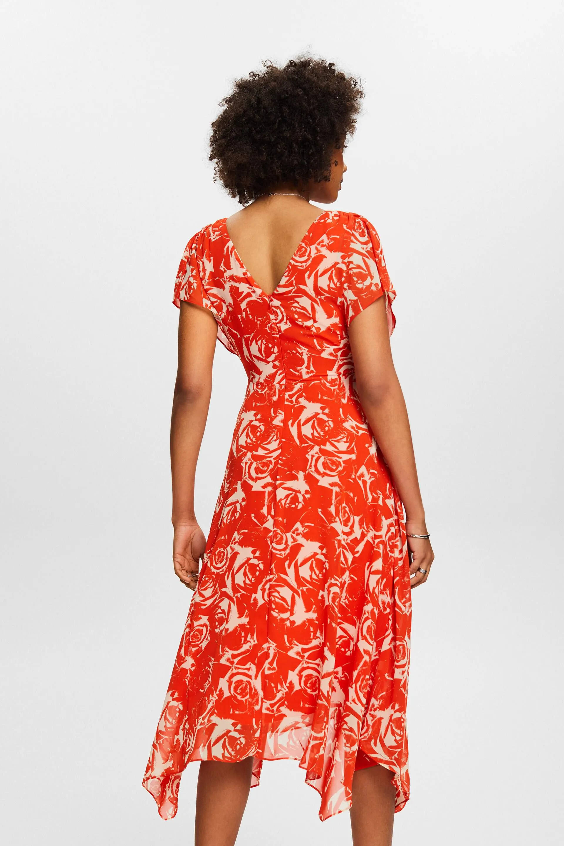 Maxi abito in chiffon con scollo a V stampato