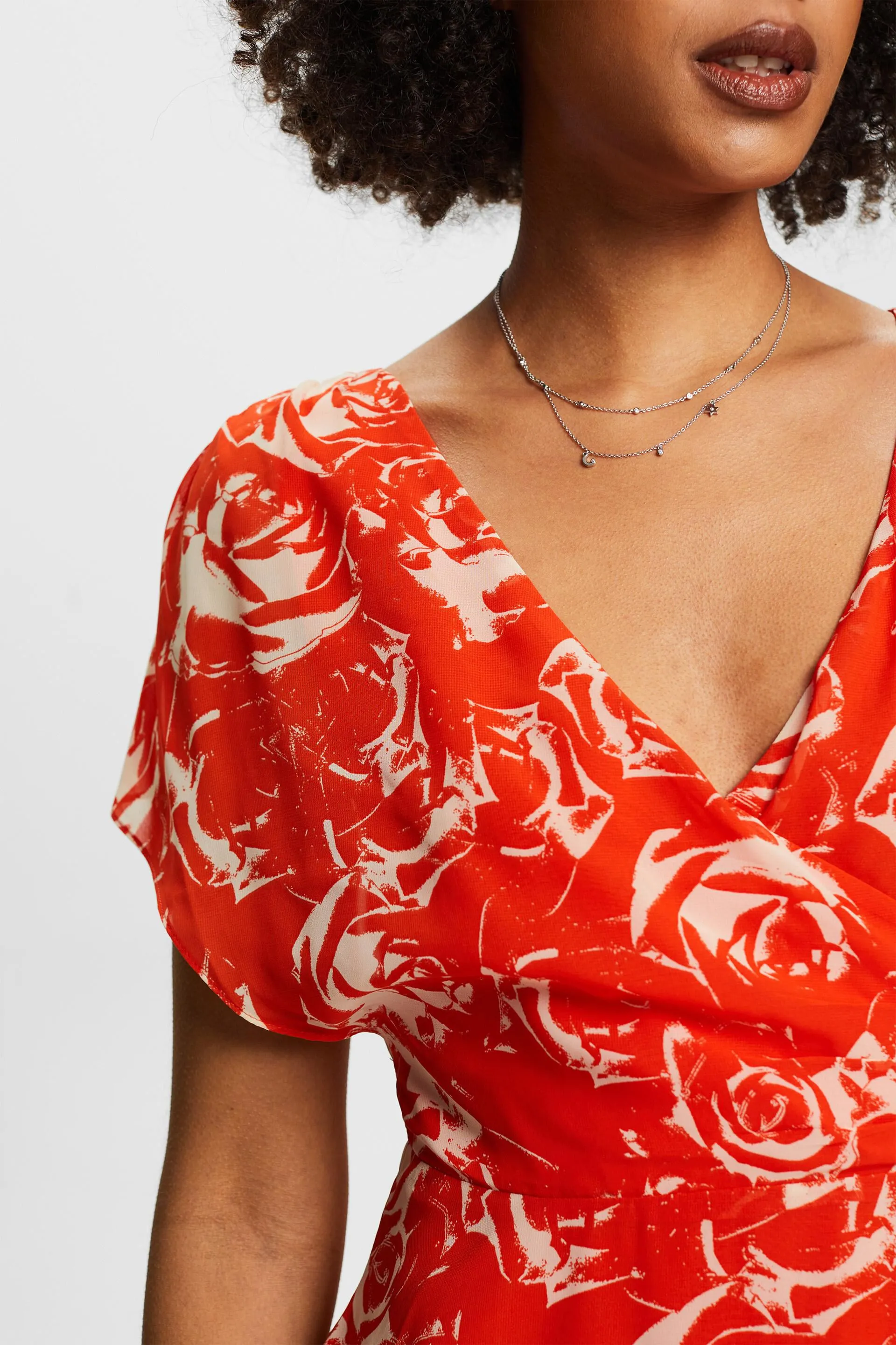 Maxi abito in chiffon con scollo a V stampato