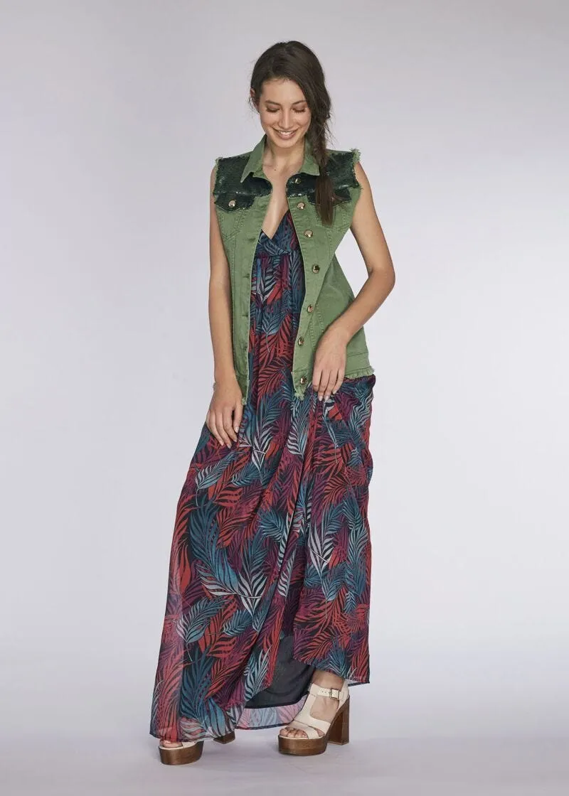 Maxi abito in chiffon stampato