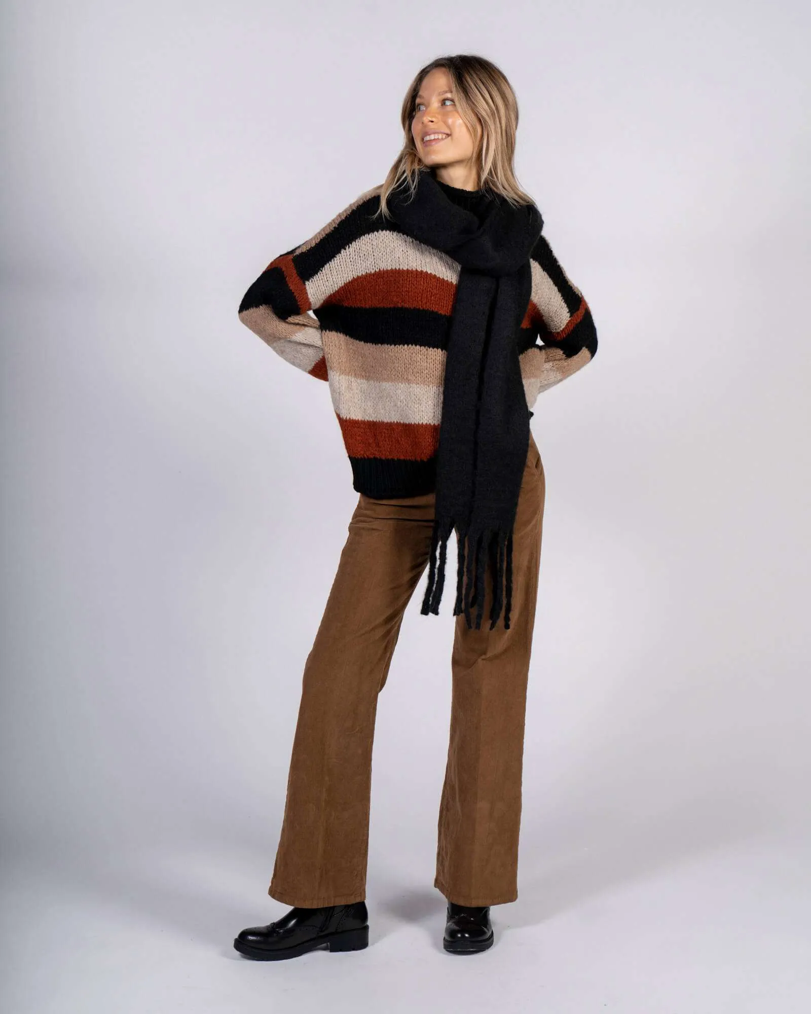 Maxi pullover a righe multicolor