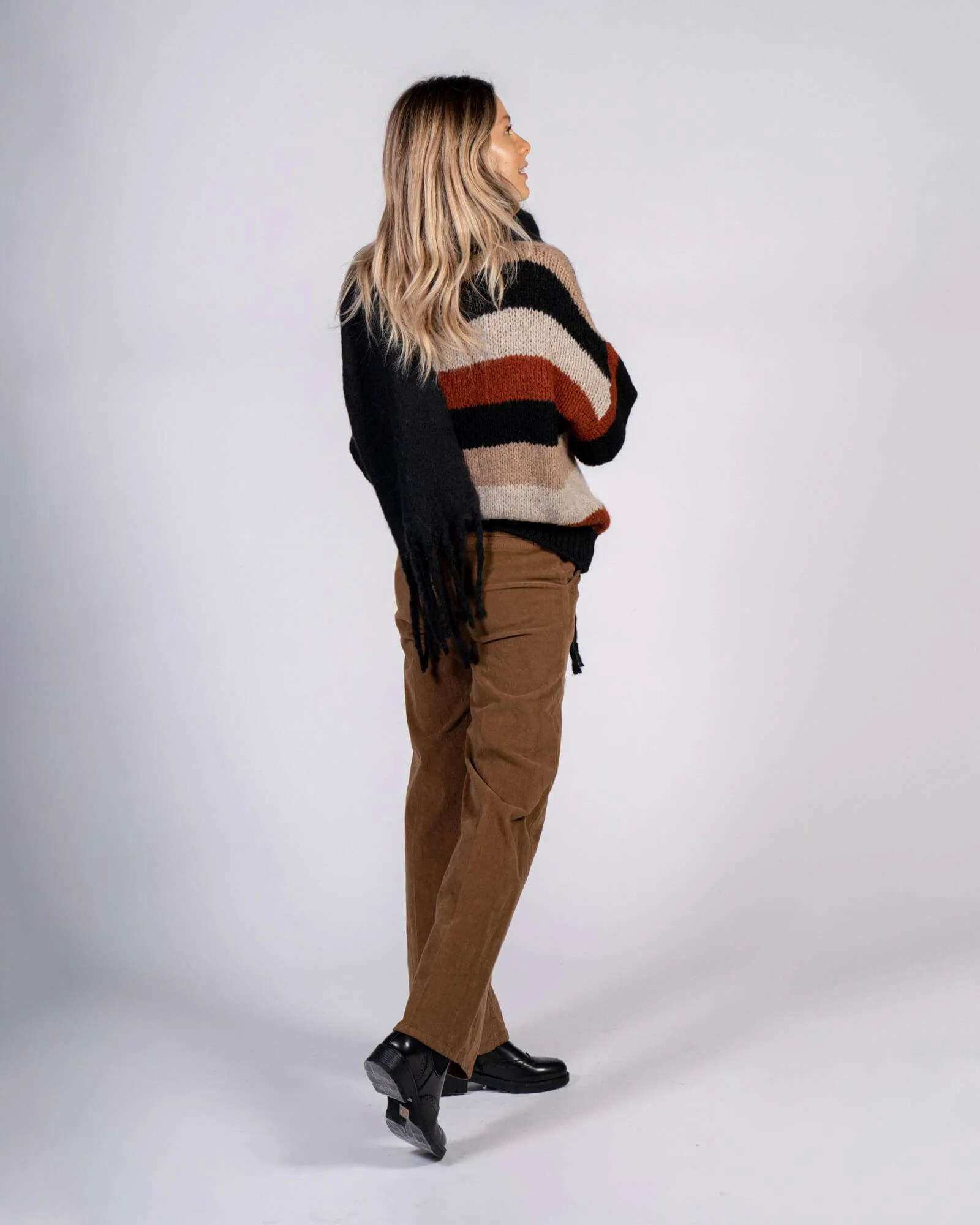 Maxi pullover a righe multicolor