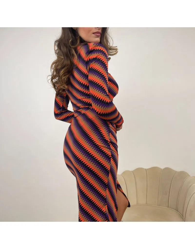 MIDI DRESS ZIG ZAG VIOLA
