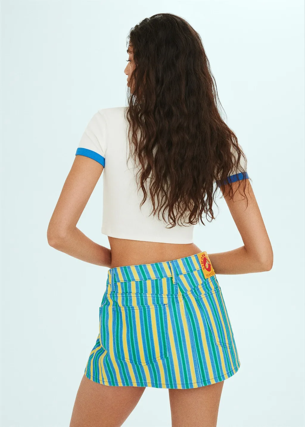Minigonna denim righe multicolore