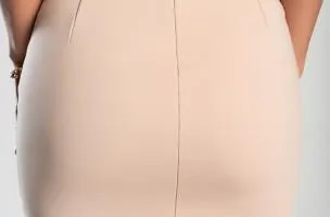 Minigonna elegante con cintura, beige