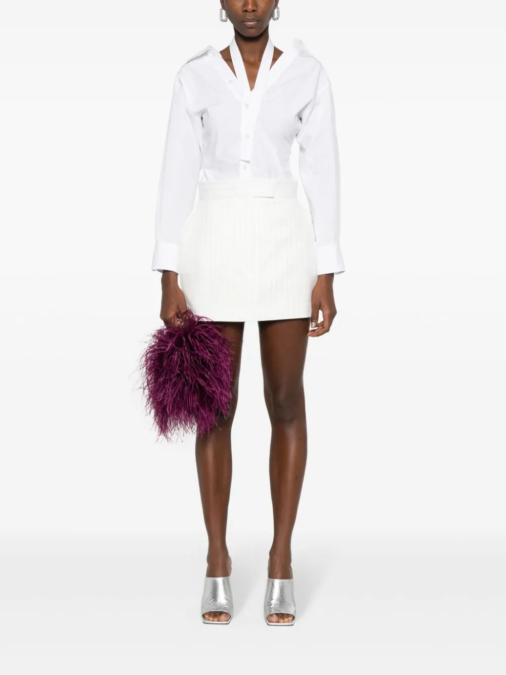 Minigonna gessata in bianco - donna